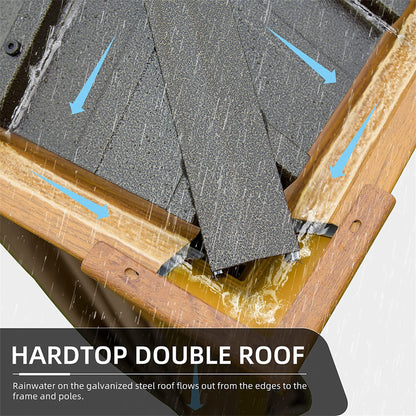 12 ft. x 16 ft. Yellow Outdoor Aluminum Gazebo with Galvanized Steel Double Canopy and Curtains and Netting for Backyard