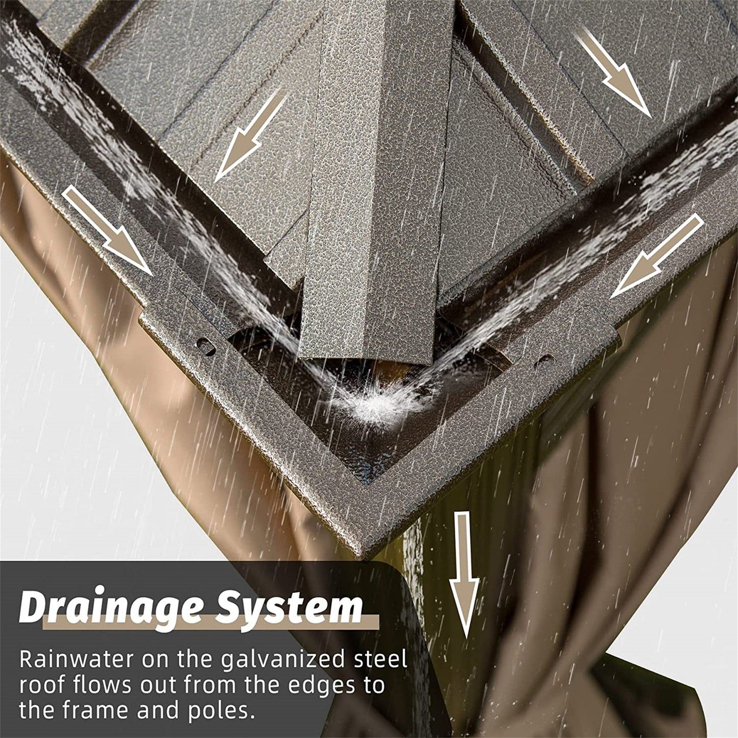 12 ft. x 12 ft. Black Outdoor Aluminum Gazebo with Galvanized Steel Double Canopy Curtains and Netting for Deck Backyard