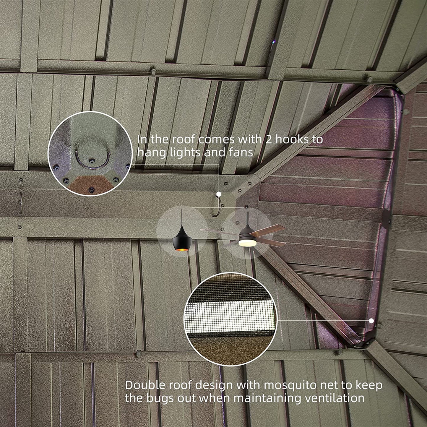 12 ft. x 14 ft. Yellow Outdoor Aluminum Gazebo with Galvanized Steel Double Canopy and Curtains and Netting for Backyard