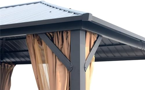 10 ft. x 12 ft. Hardtop Metal Gazebo, Heavy Duty Pergola with Mosquito Nets, Sturdy Outdoor Canopies Tent