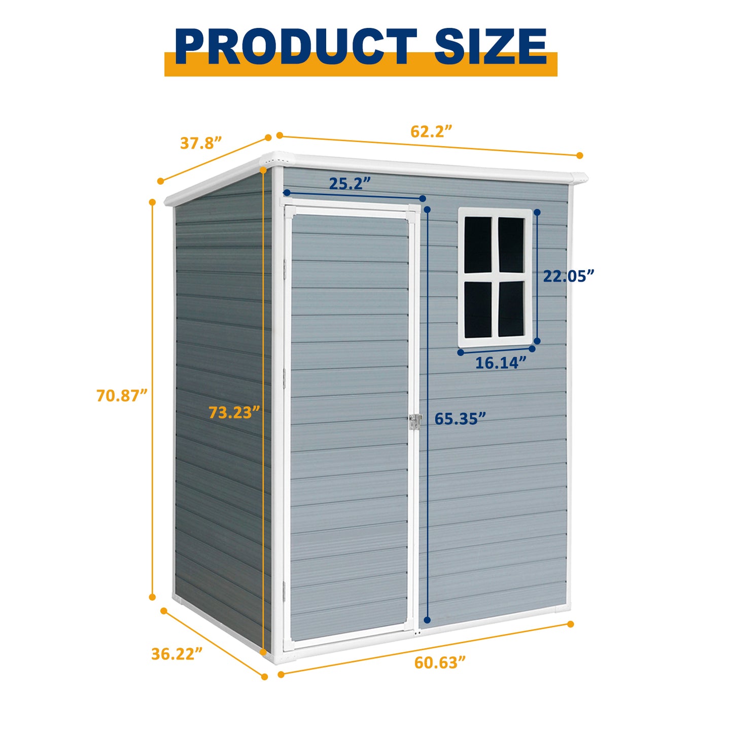 5 ft. W x 3 ft. D Outdoor Plastic Resin Shed Tool Storage Room with Window and Single Door for Garden, Grey (15 sq. ft.)