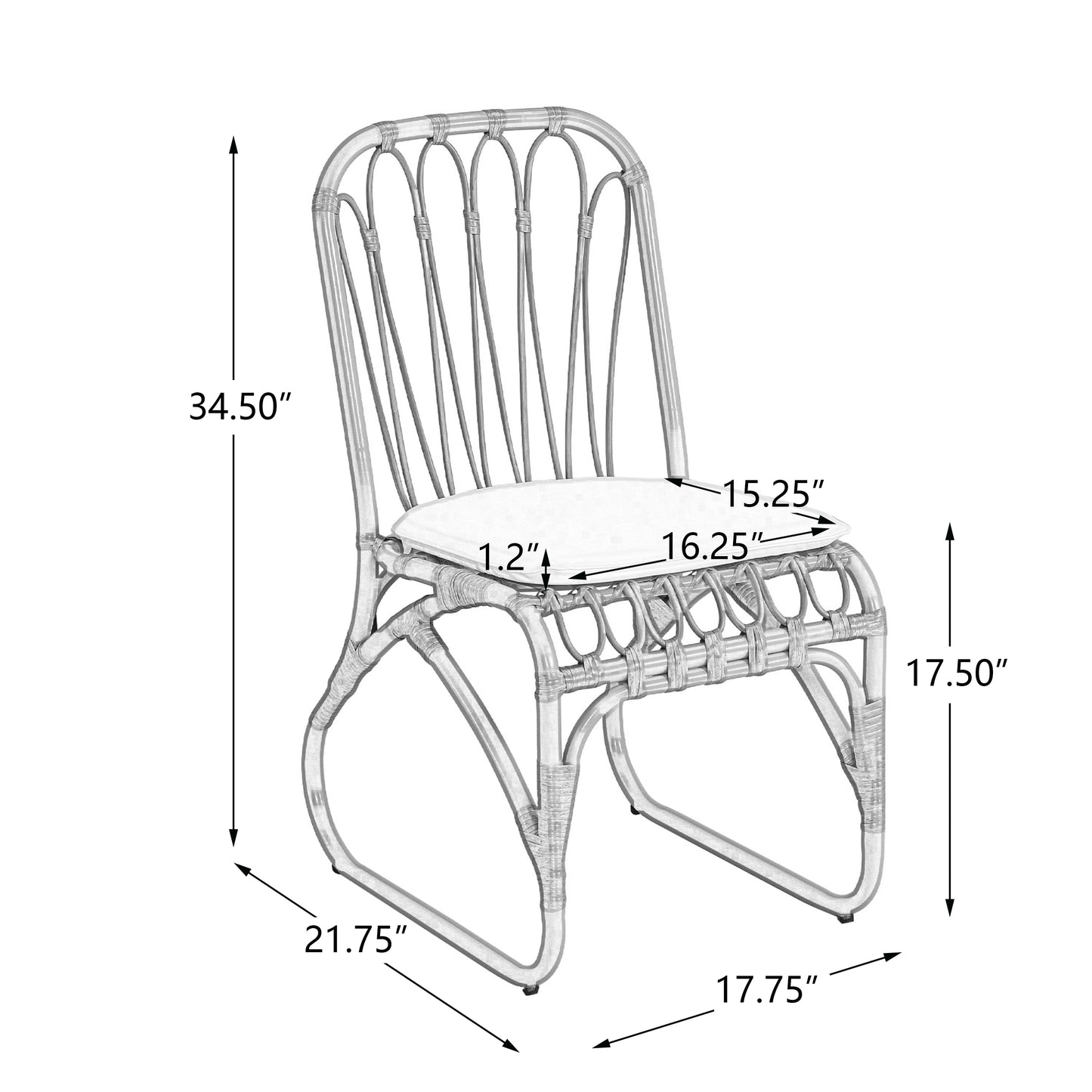 Set of 2 Outdoor PE Wicker Dining Chairs with Washable Cushions – Patio, Garden, Poolside, Grey